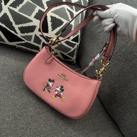 NWT COACH CM858 Disney X Coach Teri Shoulder Bag w Ice Skate Motif Blush Multi - Picture 6 of 7